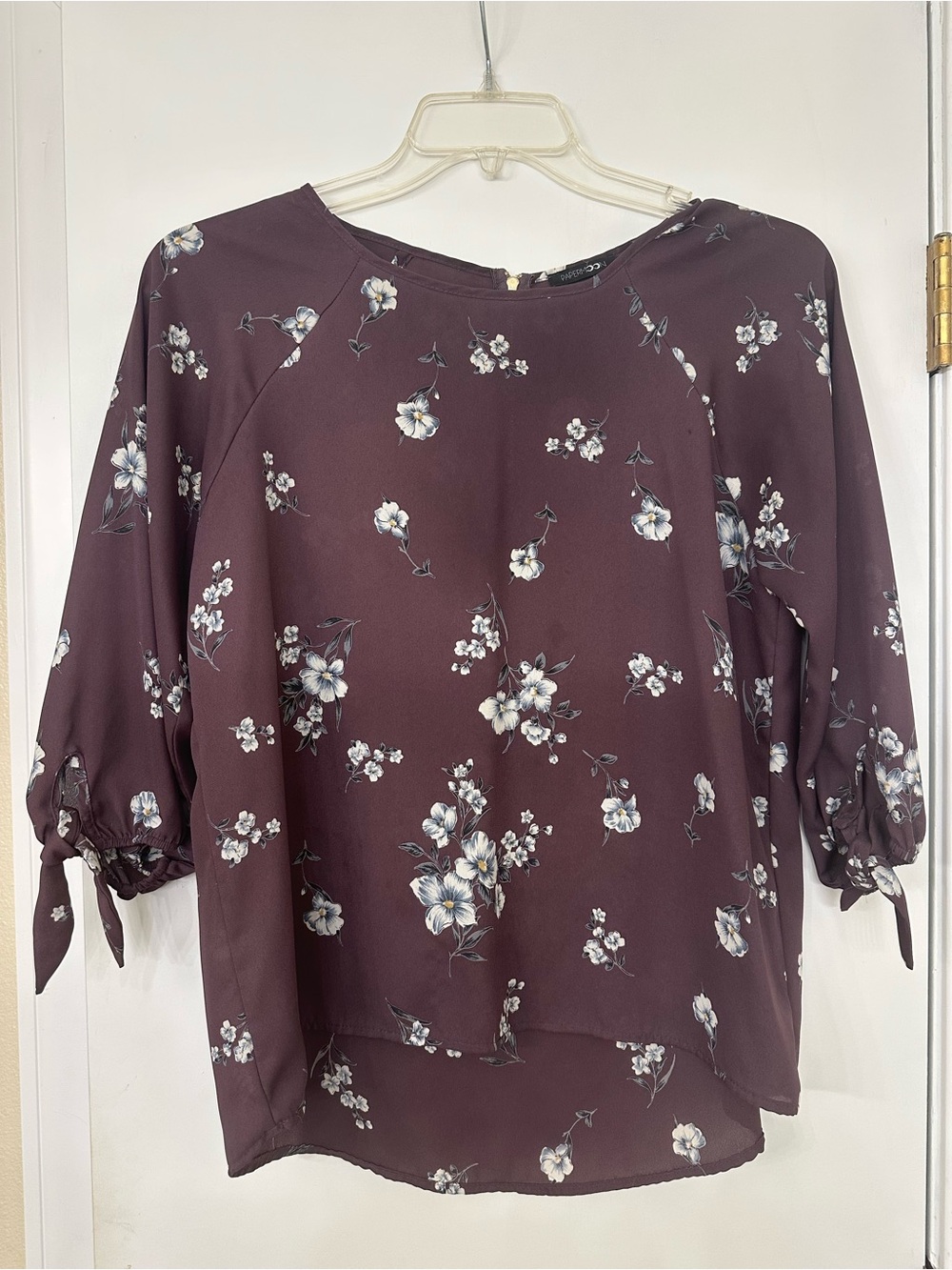 Papermoon Plum Floral Tie-Sleeve Blouse